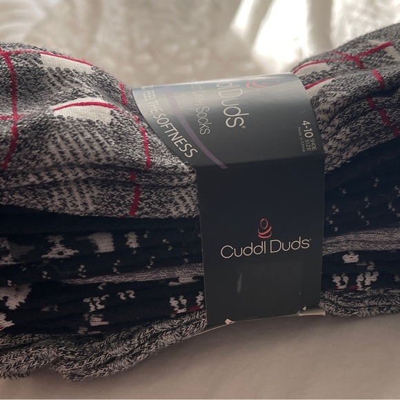 Women’s Cuddl Duds Super Soft Crew Socks Black / Gray - Picture 4 of 4